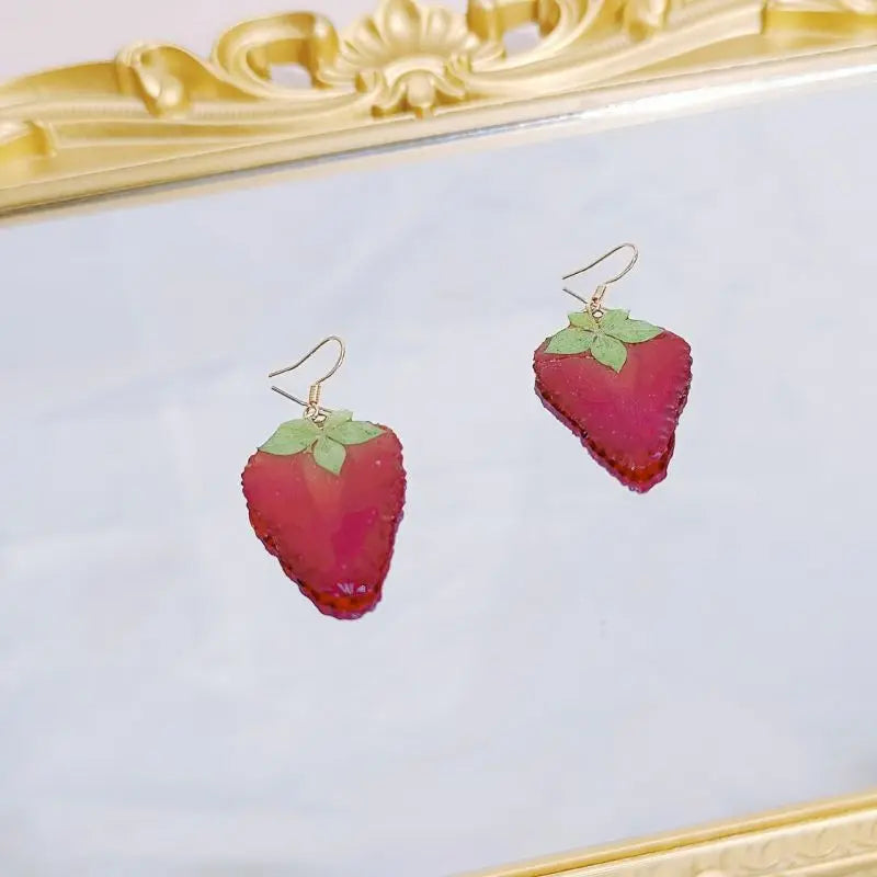 Unique Epoxy Resin Fruit Earrings Summer Natural Orange Chip Earrings Lemon Earrings Statement Jewelry Strawberry Earrings
