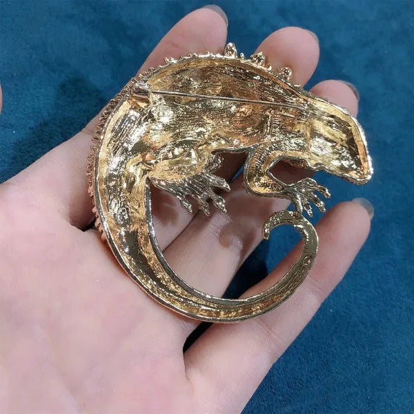 Rhinestone Iguana Brooch