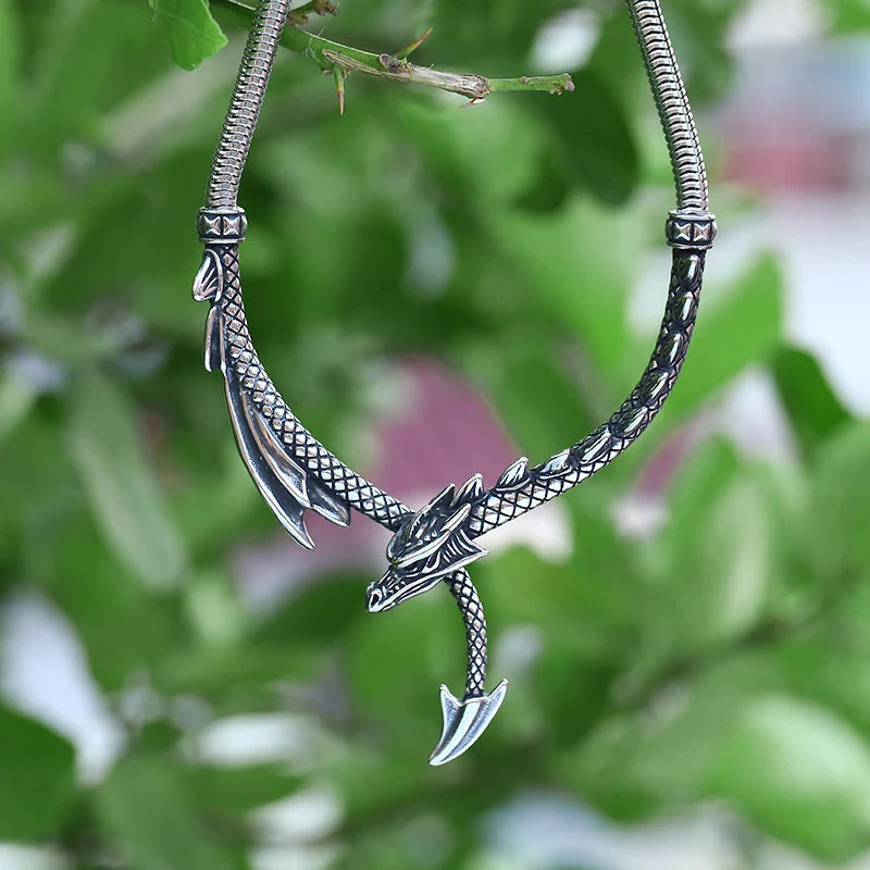 Steel 3d Dragon Necklace