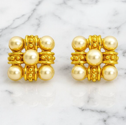 "audrey" Gold Pearl Earrings