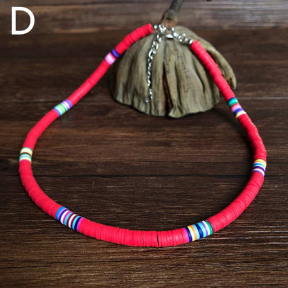 Soft Pottery Clay Beads Necklace Choker Necklace for Style Colorful Beaded Handmade Jewelry Gift