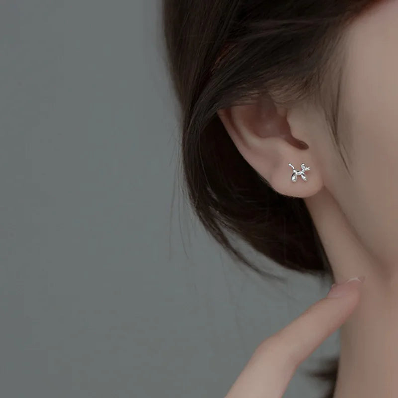 Sterling Silver Balloon Dog Earrings