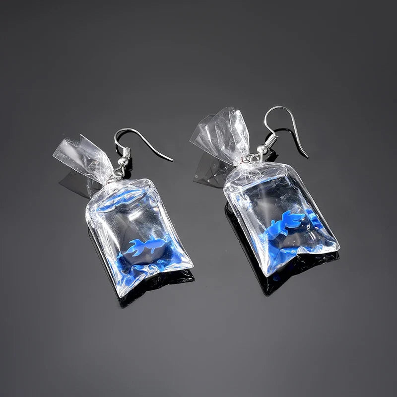 Tropical Fish in Water Bag Earrings