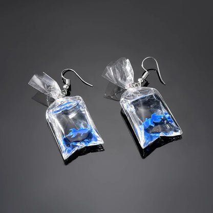 Tropical Fish in Water Bag Earrings
