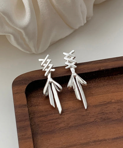 Simple Silk Sterling Silver Bow Stud Earrings Gh1054