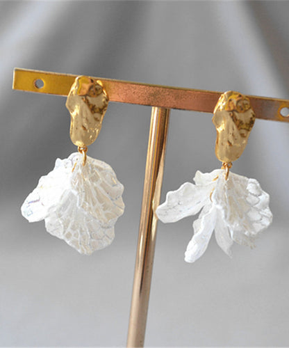 Simple White Acrylic Silver Stud Earrings
