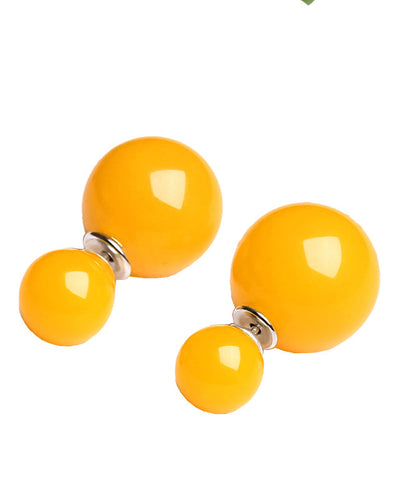 Simple Yellow Sterling Silver Beeswax Amber Stud Earrings