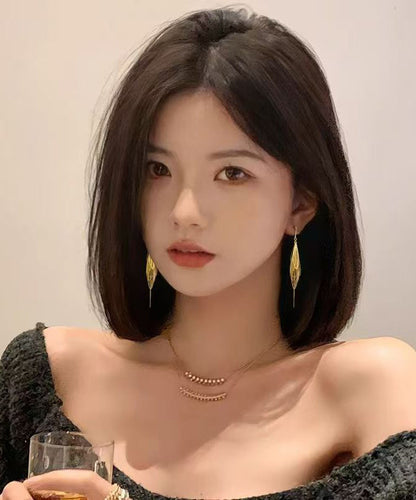Skinny Gold Copper Alloy Hollow Out Tassel Drop Earrings