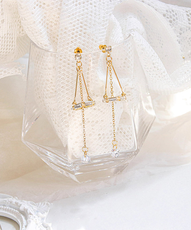 Skinny Gold Copper Overgild Hollow Out Wind Chime Tassel Drop Earrings