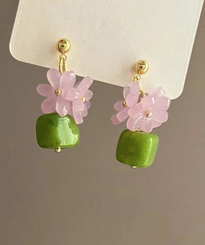 Style Colorblock Sterling Silver Resin Stud Earrings