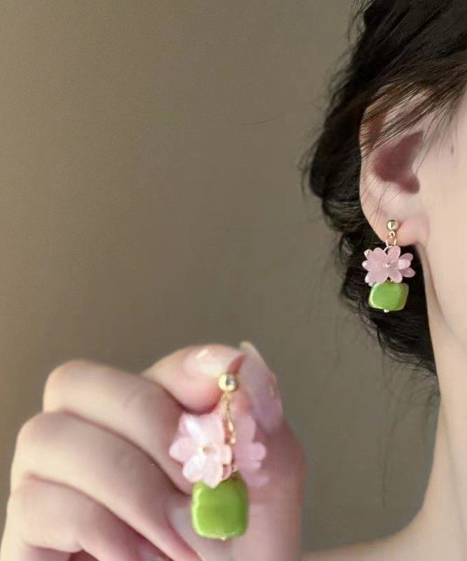 Style Colorblock Sterling Silver Resin Stud Earrings