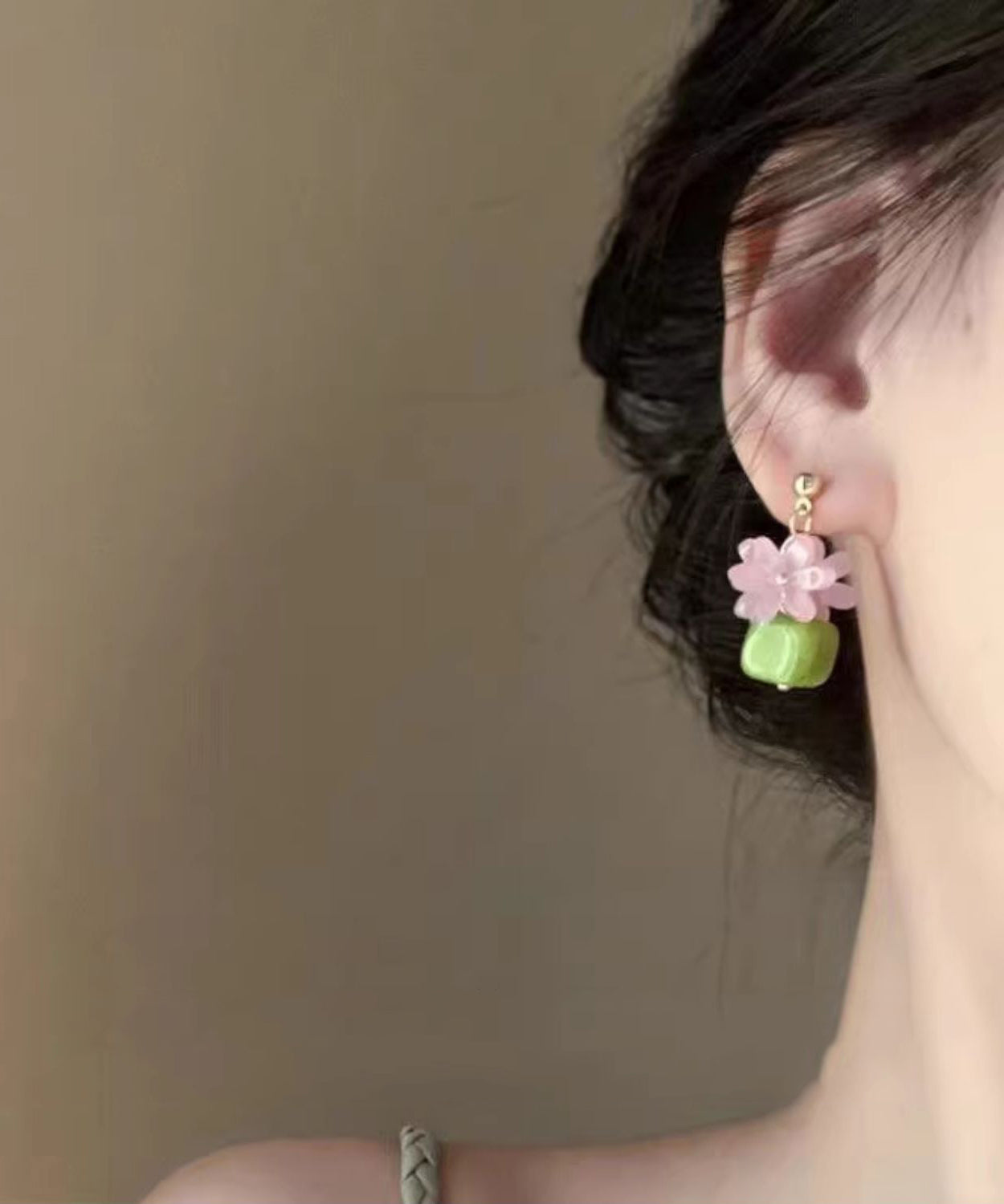 Style Colorblock Sterling Silver Resin Stud Earrings