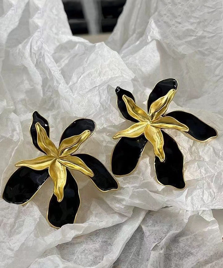 Stylish Colorblock Copper Overgild Enamel Stud Earrings
