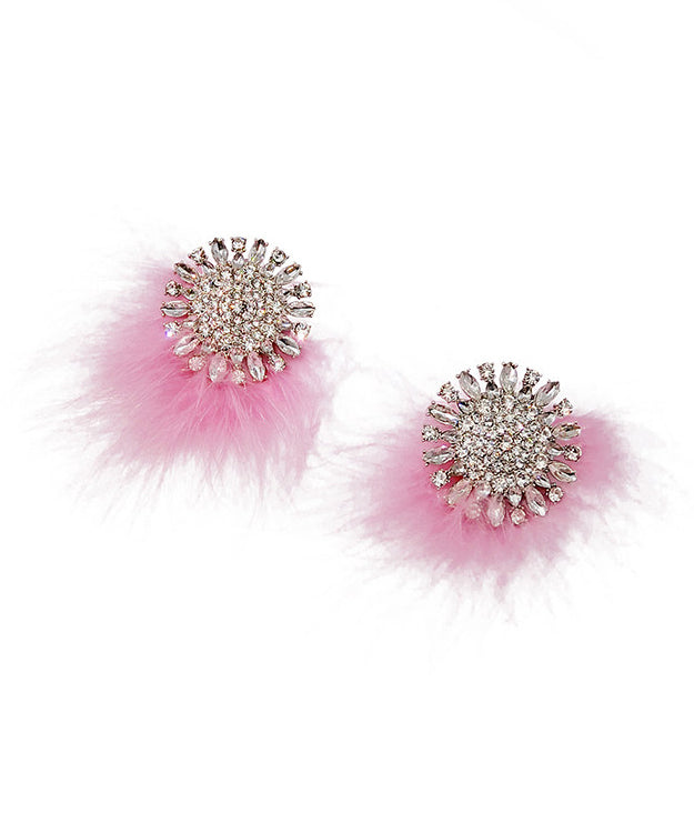 Stylish Feather Fine Zircon Stud Earrings