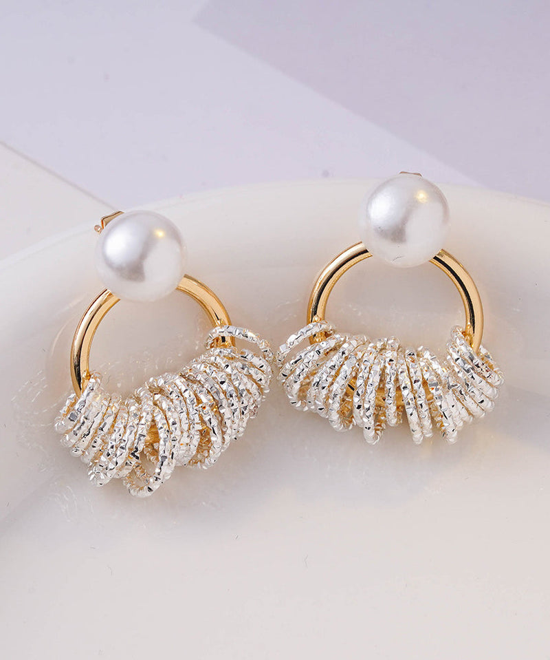 Stylish Gold Copper Alloy Zircon Chain Stud Earrings