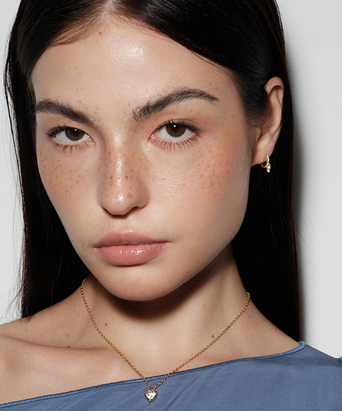 Stylish Golden Zircon Sparkling Metal Hoop Earrings