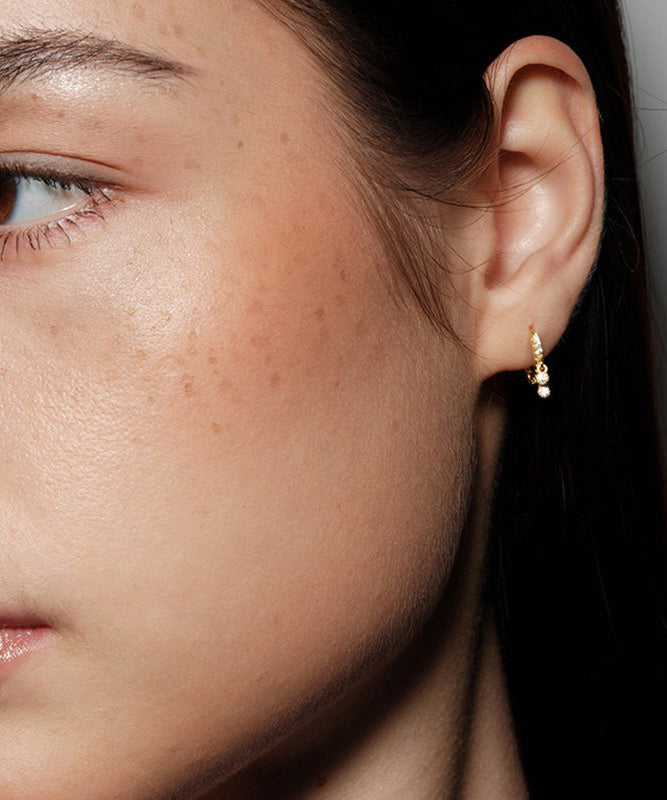 Stylish Golden Zircon Sparkling Metal Hoop Earrings