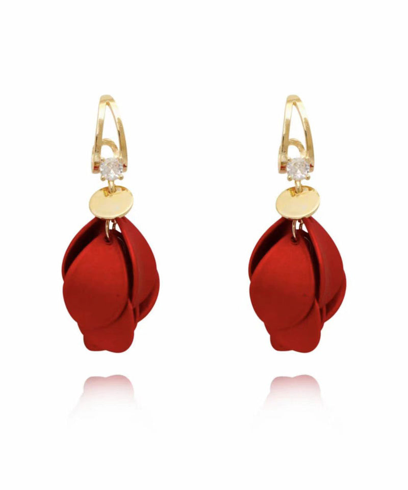 Stylish Mulberry Sterling Silver Overgild Zircon Frosting Drop Earrings Kx1051