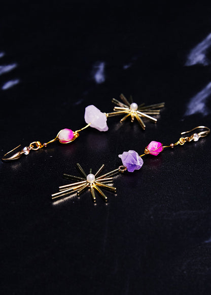 Stylish Multicolour Jade Long Tassels Drop Earrings