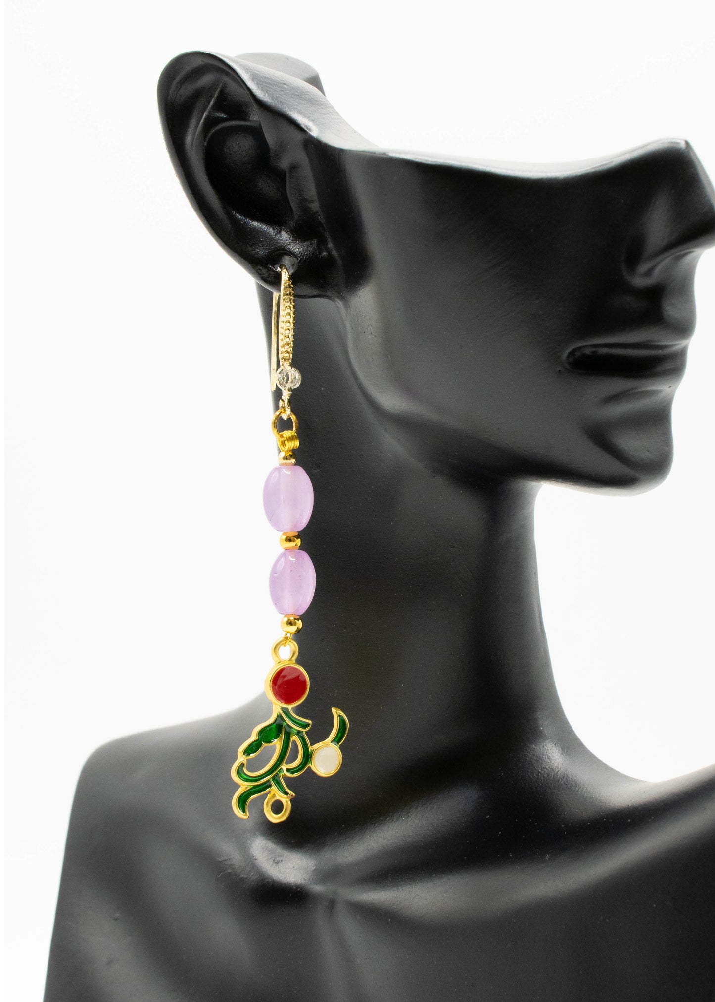 Stylish Pink Crystal Tasseled Style Drop Earrings