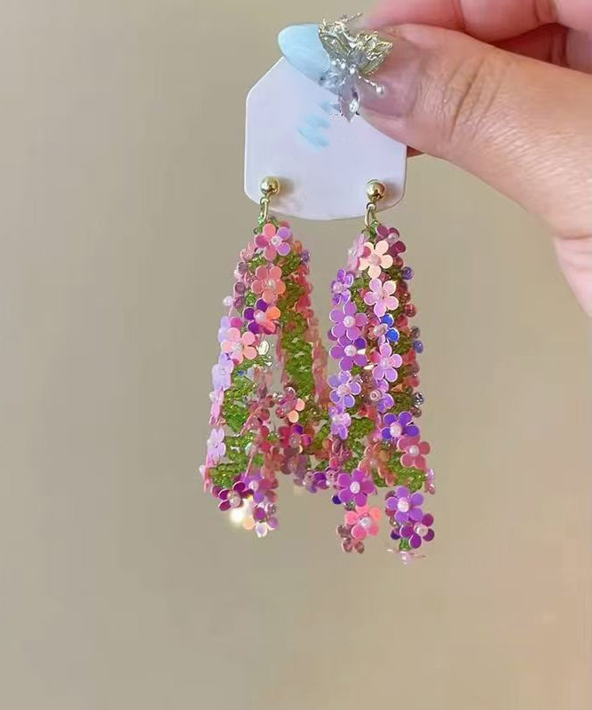 Stylish Rainbow Acrylic Sequins Tassel Drop Earrings
