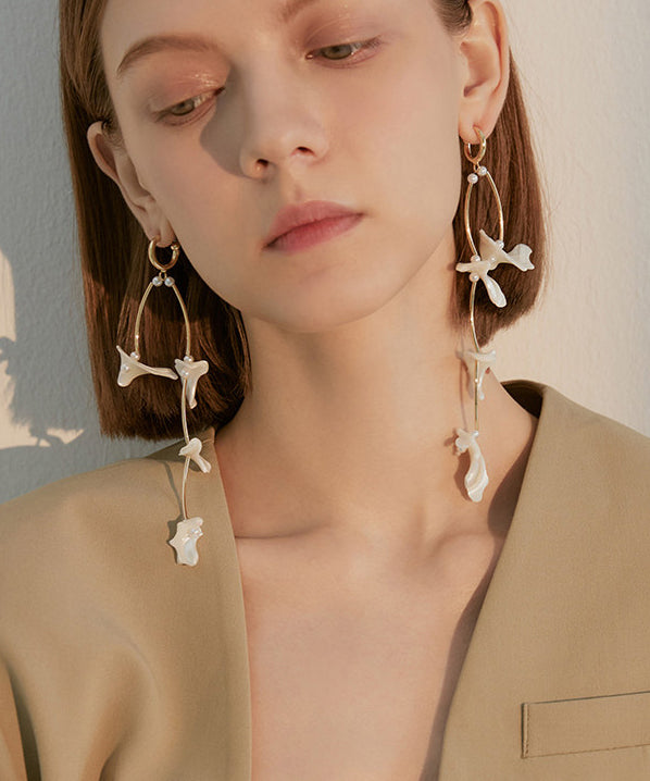 Stylish Shell Tasseled Metal Drop Earrings
