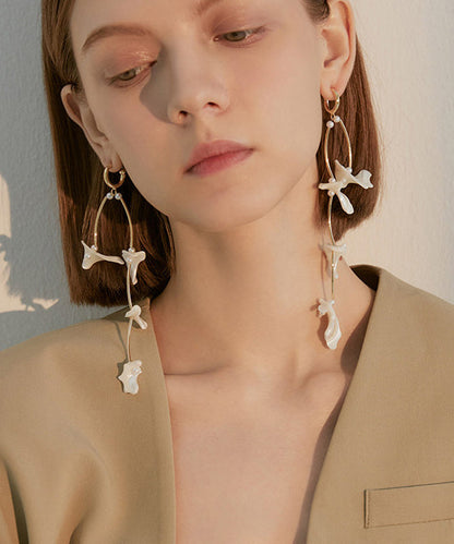 Stylish Shell Tasseled Metal Drop Earrings