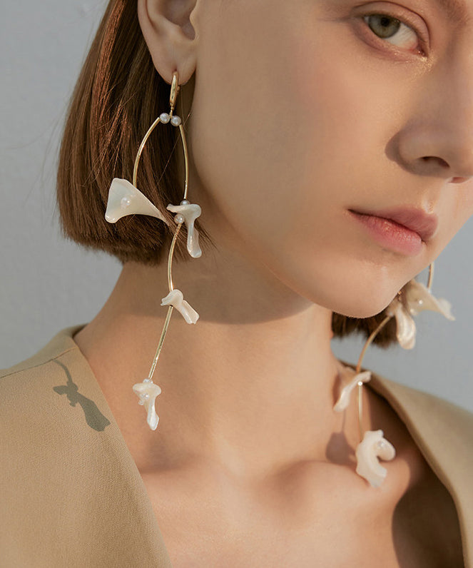 Stylish Shell Tasseled Metal Drop Earrings