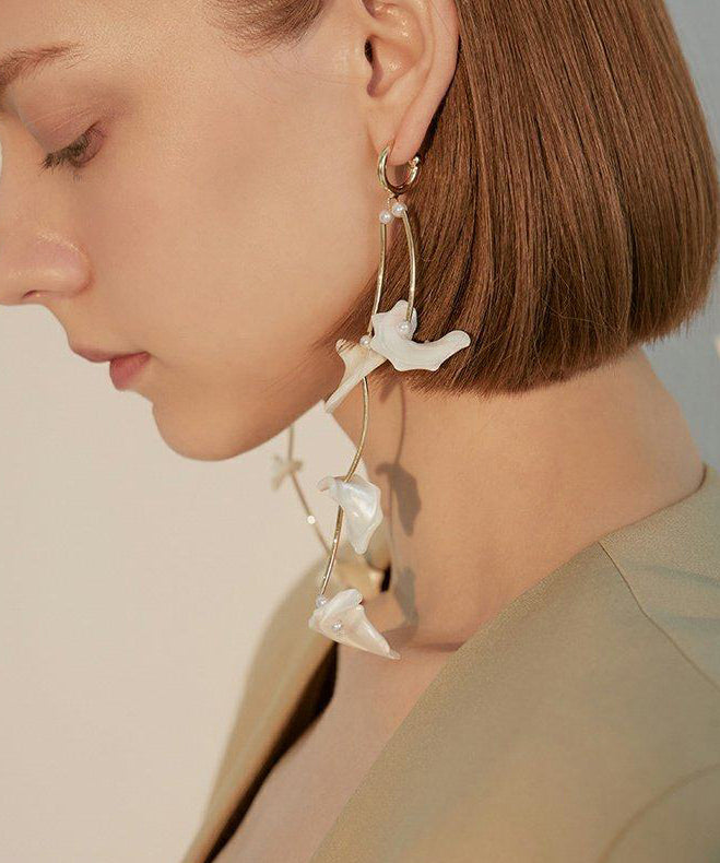 Stylish Shell Tasseled Metal Drop Earrings