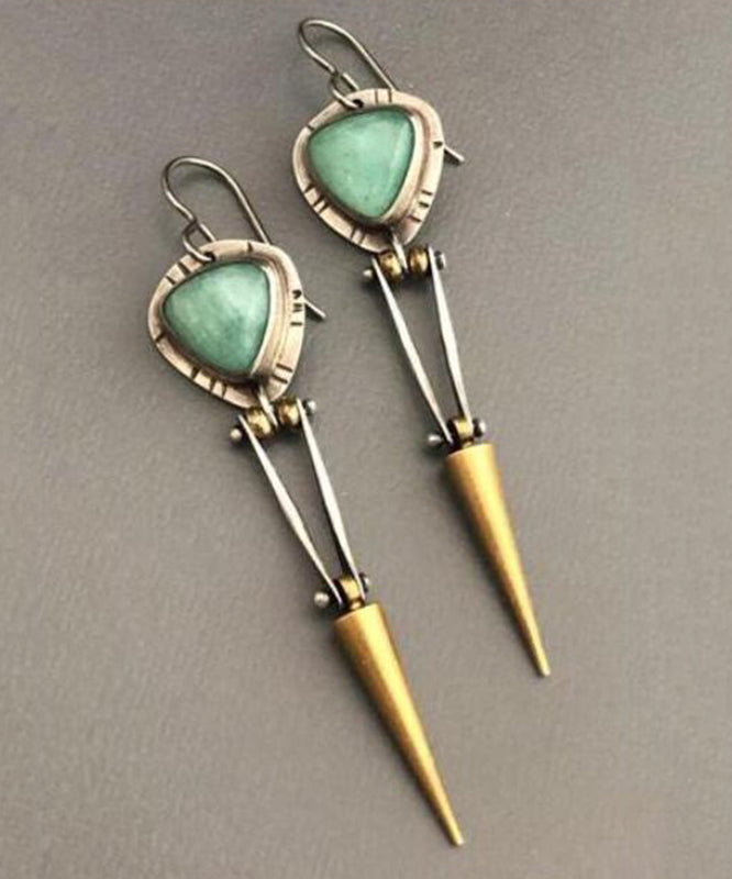 Unique Colorblock Alloy Jade Awl Drop Earrings