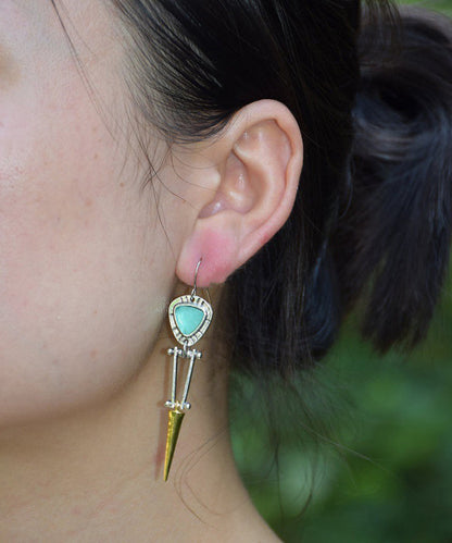 Unique Colorblock Alloy Jade Awl Drop Earrings