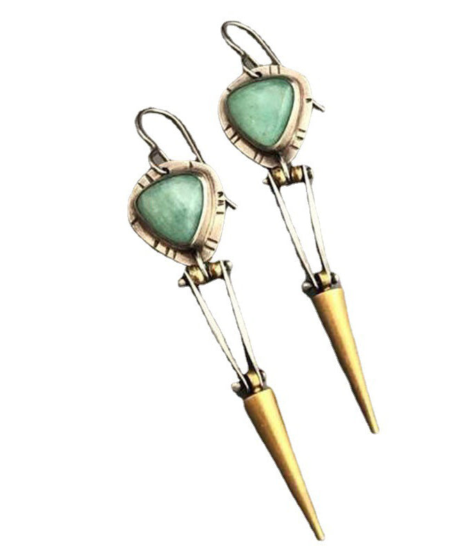 Unique Colorblock Alloy Jade Awl Drop Earrings