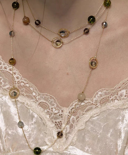 Unique Gold Metal Alloy Pearl Gypsophila Gratuated Bead Necklace Yr007