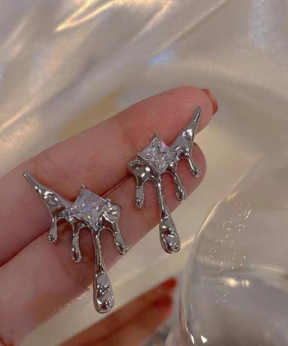 Unique Silk Copper Zircon Tassel Stud Earrings