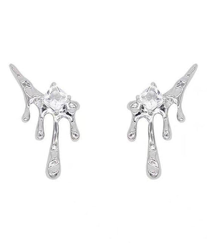 Unique Silk Copper Zircon Tassel Stud Earrings