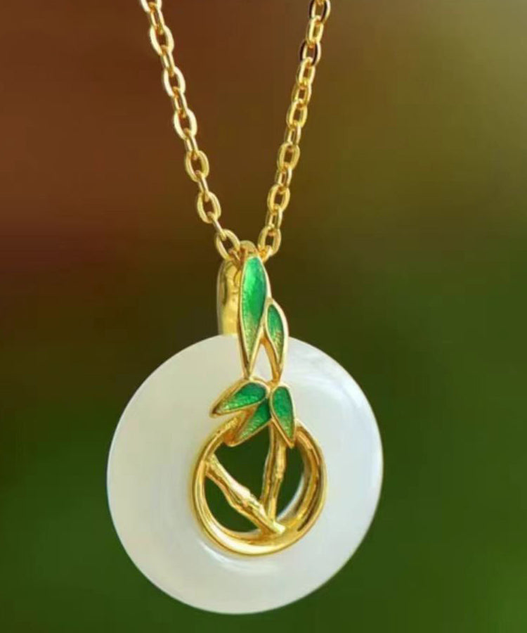 Unique White Hotan Jade Antique Safety Clasp Bone Chain Female Necklaces Kx1064