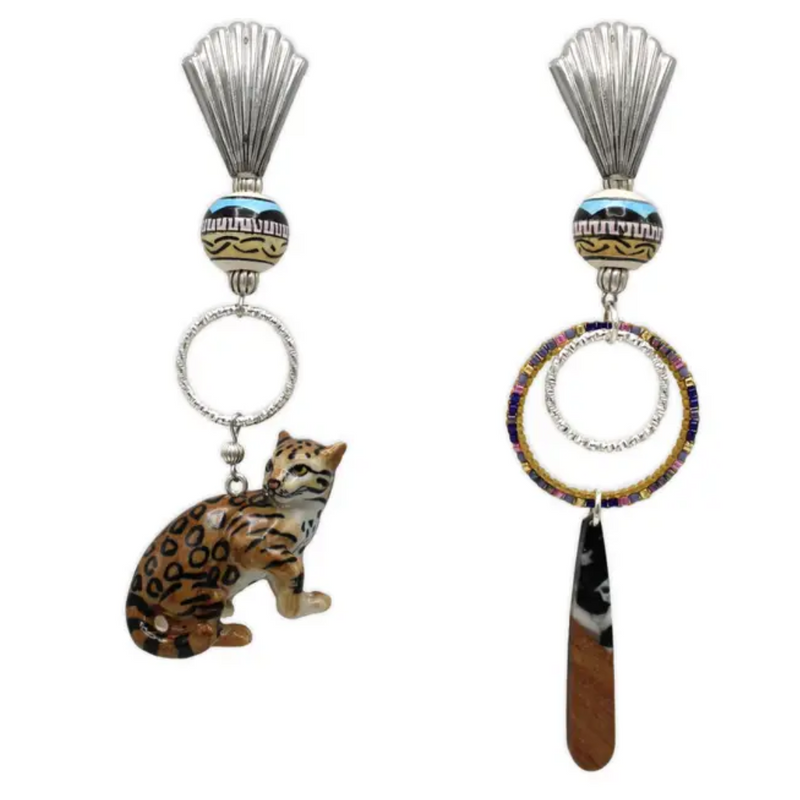 Asymmetrical Leopard Dangle Earrings