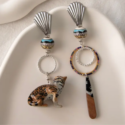 Asymmetrical Leopard Dangle Earrings