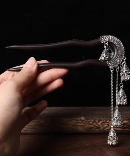 Black Wooden Bell Tassel Hairpin