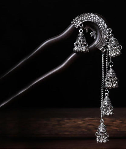 Black Wooden Bell Tassel Hairpin