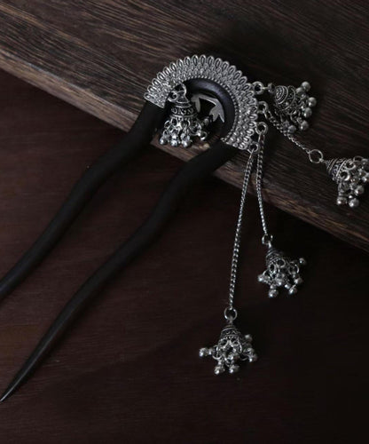 Black Wooden Bell Tassel Hairpin