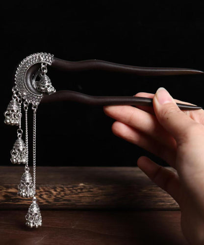 Black Wooden Bell Tassel Hairpin