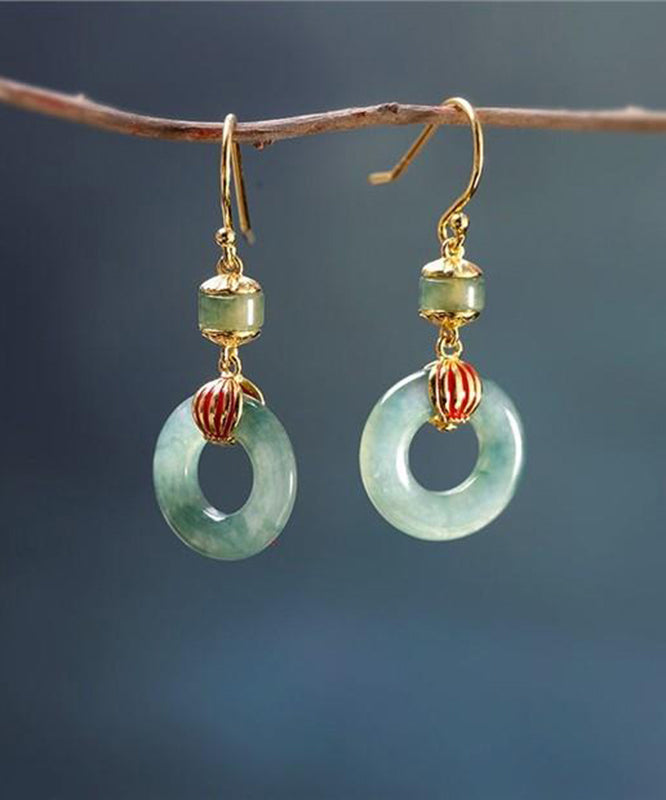 Cyan Sterling Silver Overgild Jadeite Drop Earrings
