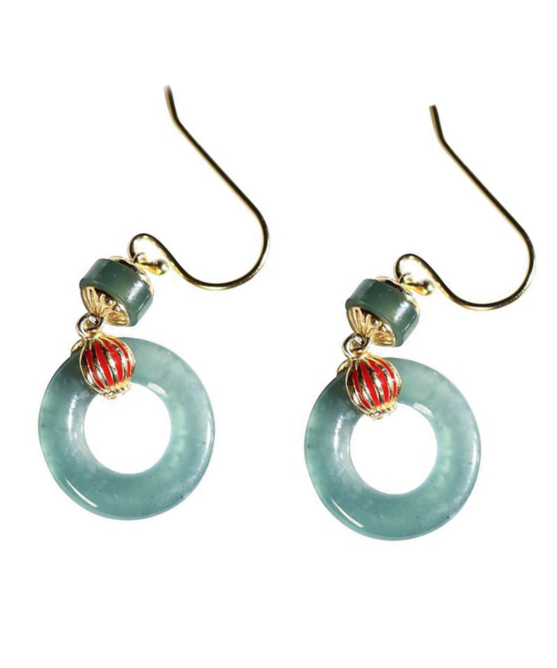 Cyan Sterling Silver Overgild Jadeite Drop Earrings