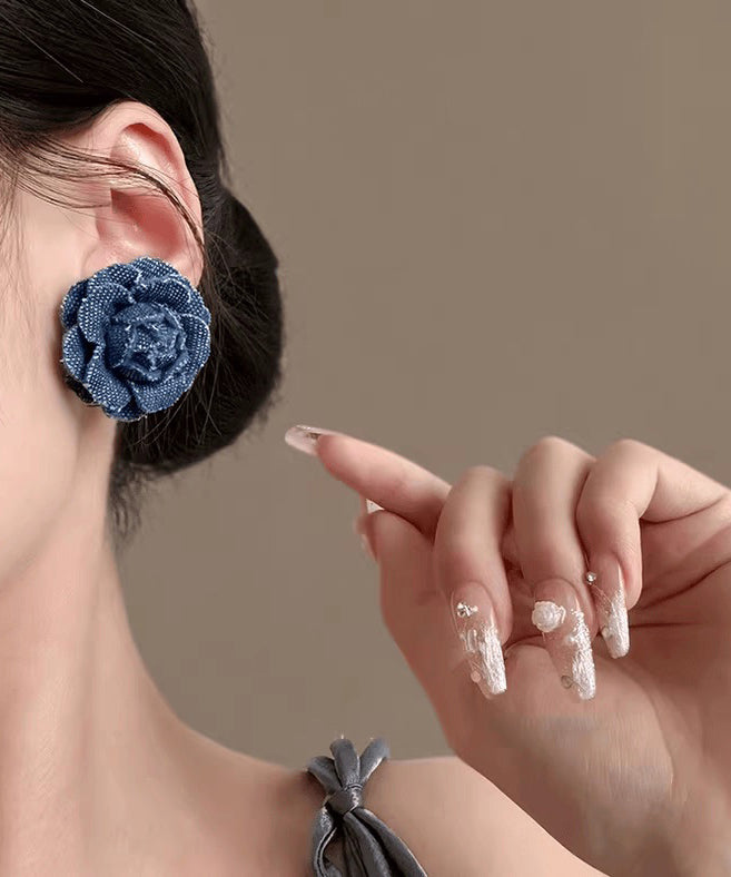 Denim Blue Sterling Silver Stud Earrings