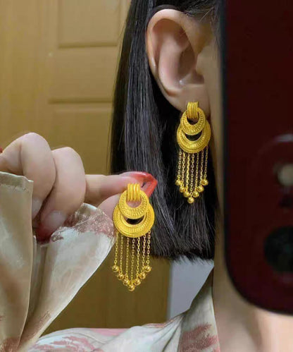 Gold Ancient Gold Tassel Drop Earrings