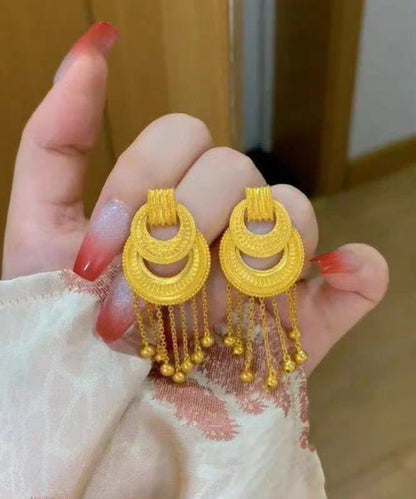 Gold Ancient Gold Tassel Drop Earrings