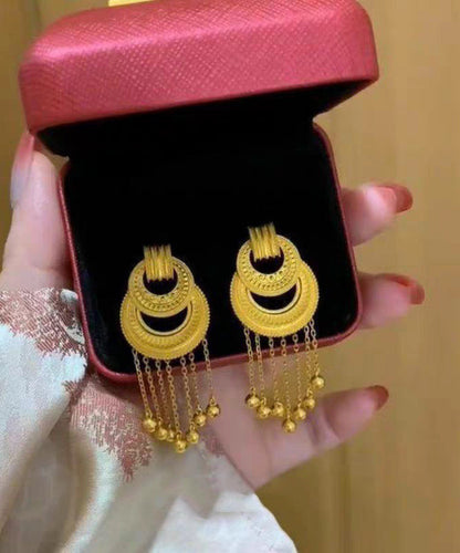 Gold Ancient Gold Tassel Drop Earrings