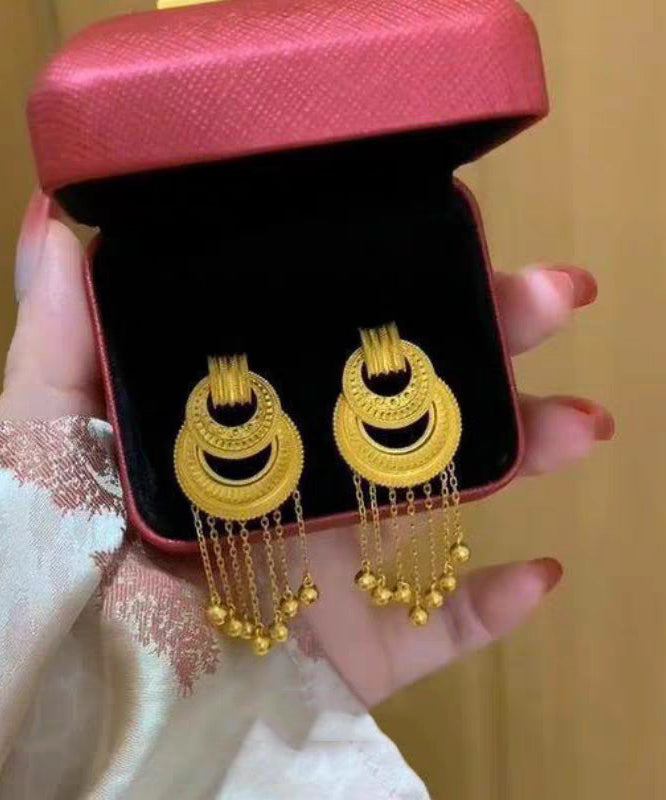 Gold Ancient Gold Tassel Drop Earrings