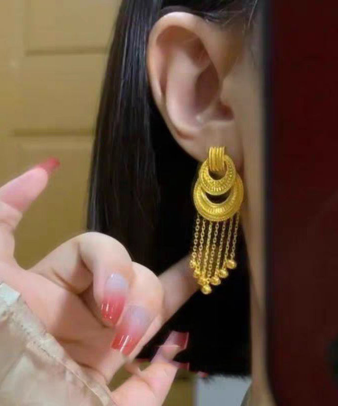 Gold Ancient Gold Tassel Drop Earrings